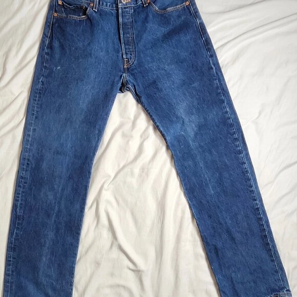 Levis 501 Jeans Mens 36x32 Button Fly Straight Leg Denim Classic Vintage - Picture 7 of 9